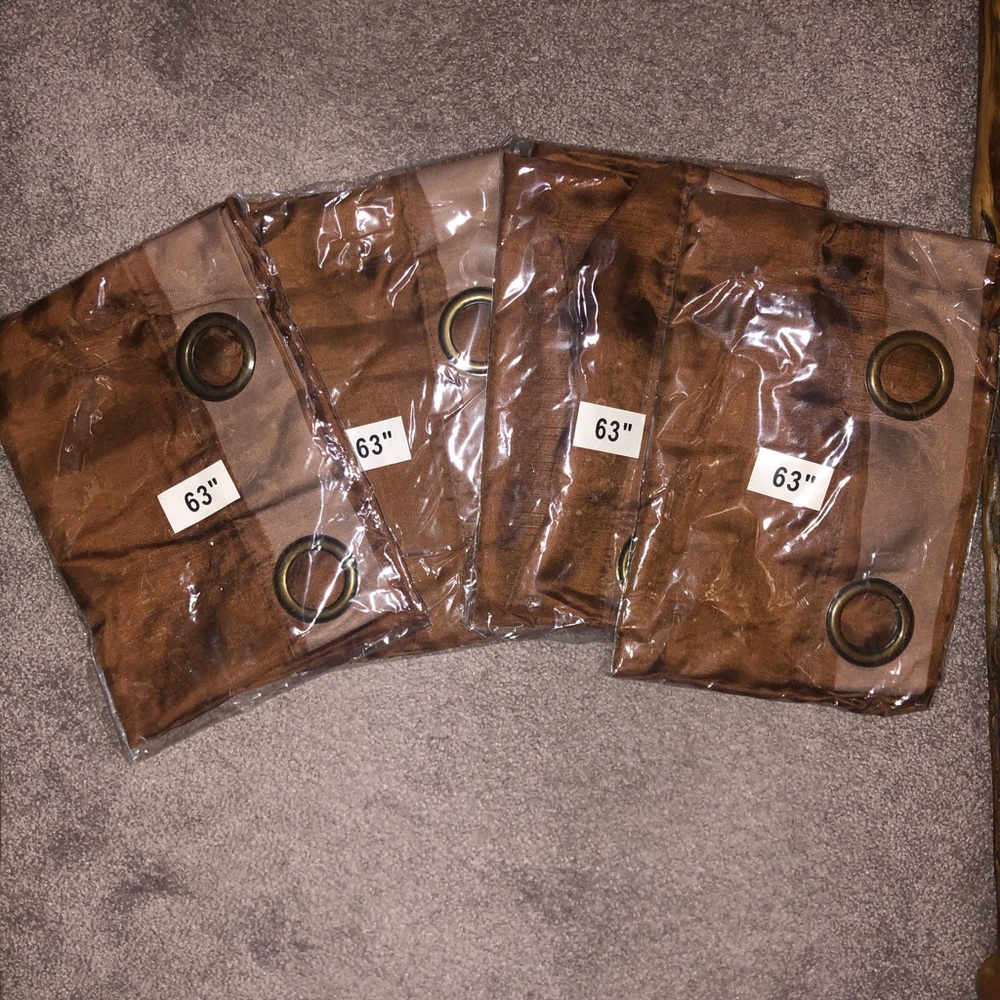 Set of 4 63” Brown Curtains